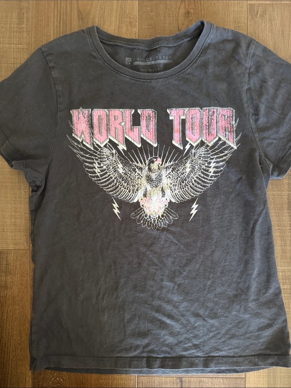 Prince Peter Collection Black 'World Tour' Graphic Tee with Pink Accents